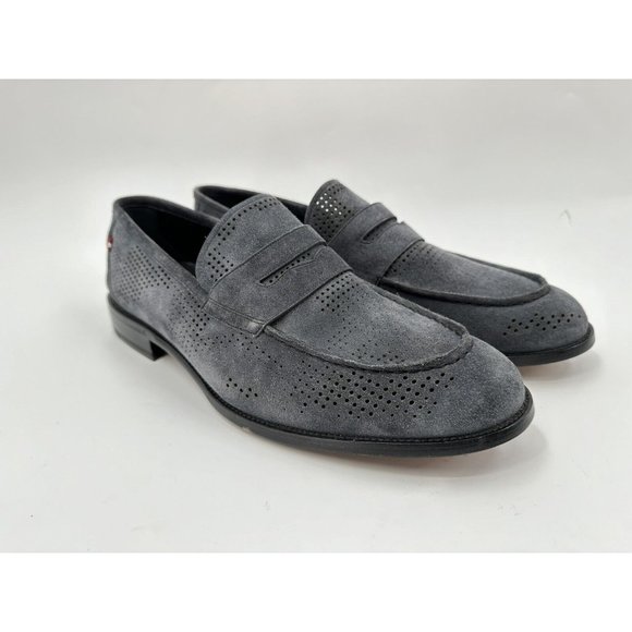 Bally Smoke Gray Blake Flex Perforated Suede Loafers Size 11 main image 12